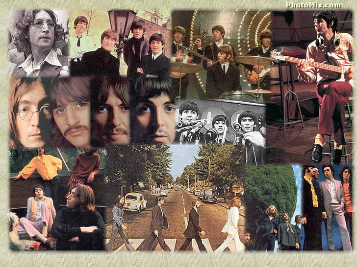 classic rock collage The Beatles Entertainment Music HD Art , collage, Classic Rock, Harrison, Lennon, McCartney, Starr, HD wallpaper