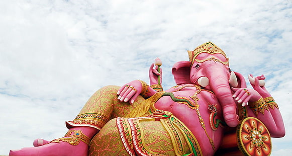 Dio Ganesh sdraiato sul cuscino, statua di Ganesha, Dio, Lord Ganesha, ganesha, signore, Sfondo HD HD wallpaper