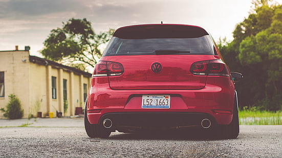 czerwony Volkswagen Golf 5-drzwiowy hatchback, Volkswagen, czerwony, golf, gti, bbs, mk6, Tapety HD HD wallpaper