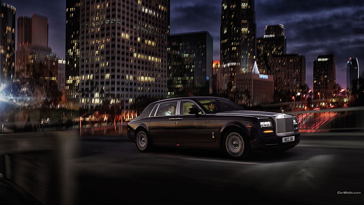 sedan hitam Mercedes-Benz, mobil, Rolls-Royce Phantom, Wallpaper HD