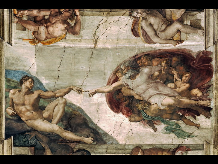 Creations of Adam painting, Michelangelo, The Creation Of Adam, Creation of Adam, HD wallpaper