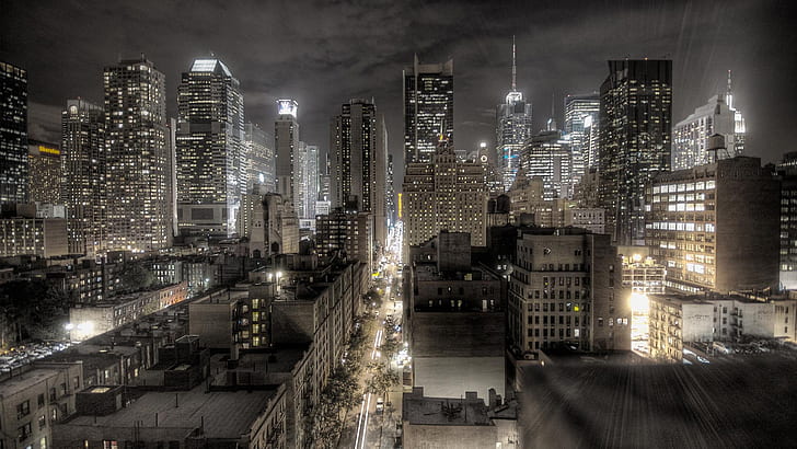 New York City Downtown HD การถ่ายภาพมุมมองด้านบนของเมืองเมืองใหม่นิวยอร์กนิวยอร์ก, วอลล์เปเปอร์ HD