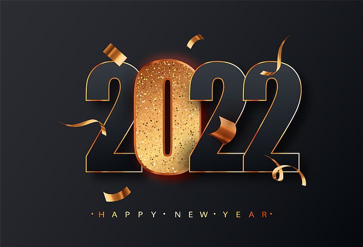 angka-angka, Tahun baru, latar belakang gelap, 2022, Wallpaper HD
