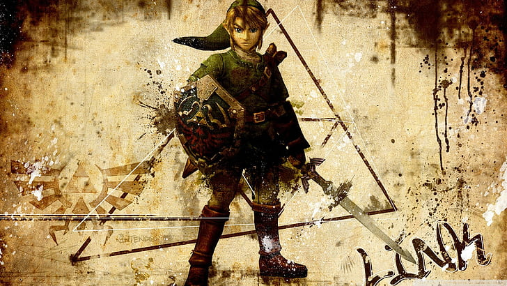 The Legend of Zelda, Link, Triforce, Master Sword, video games, Hylian Shield, HD wallpaper
