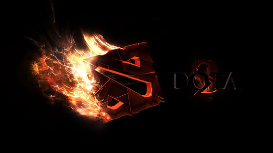 Обои Dota 2, Dota 2, арт, логотип, огонь, HD обои HD wallpaper