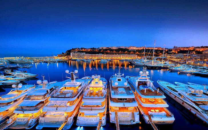 Beautiful Azure Harbor, docks, nature, azure, ports, blue, boats, harbors, nature and landscapes, HD wallpaper