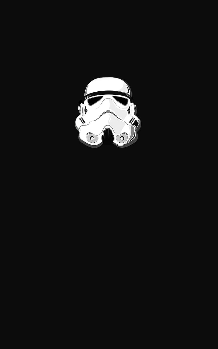 tampilan minimalis potret helm star wars stormtrooper, Wallpaper HD, wallpaper seluler