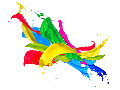 assorted-color paint illustration, drops, squirt, paint, colors, design, splash, HD wallpaper HD wallpaper