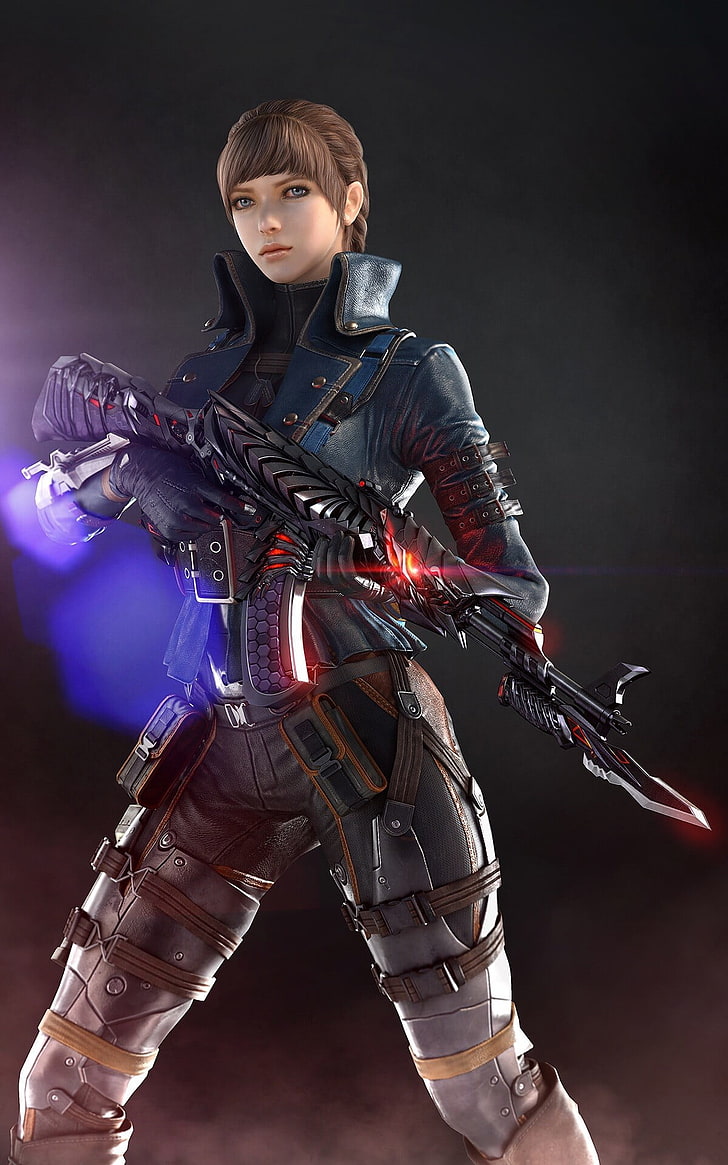 Wallpaper karakter wanita 3D, CrossFire, game PC, anak perempuan dengan senjata, Wallpaper HD, wallpaper seluler