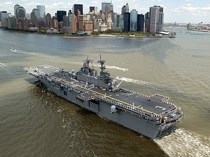 okręt wojenny, lotniskowiec, pejzaż miejski, wojsko, statek, pojazd, Tapety HD HD wallpaper