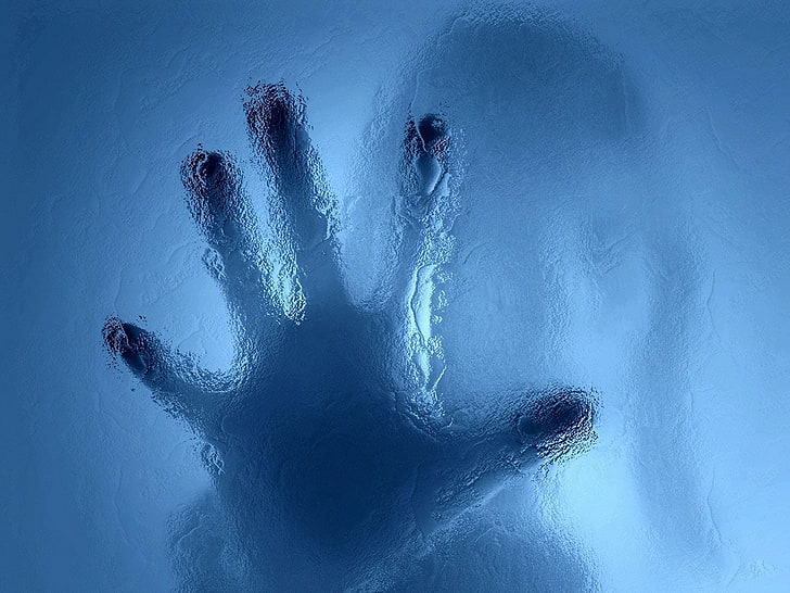 pessoa atrás de papel de parede digital de vidro fosco, mão, palma, vidro, molhado, gotas, superfície, HD papel de parede