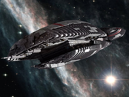 graue Raumschiff Tapete, Battlestar Galactica, Raumschiff, HD-Hintergrundbild HD wallpaper