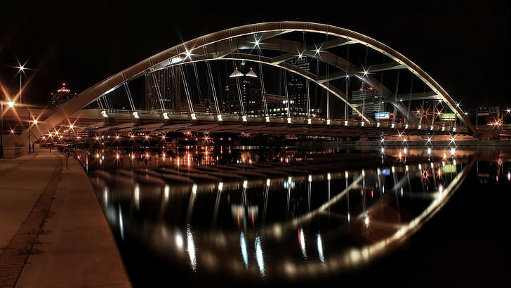 мост, отражение, HD тапет
