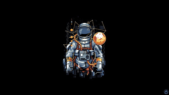 Astronaut, Grafik, einfacher Hintergrund, schwarzer Hintergrund, HD-Hintergrundbild HD wallpaper