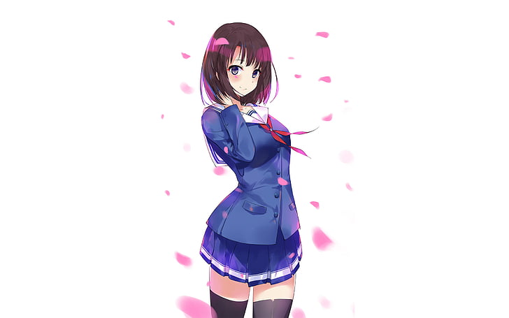 personaggio anime femminile in abito blu, Megumi Kato, Sfondo HD