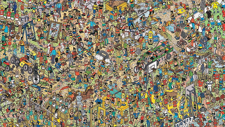 hitta Waldo-spelillustration, Waldo, pussel, Where's Wally, HD tapet