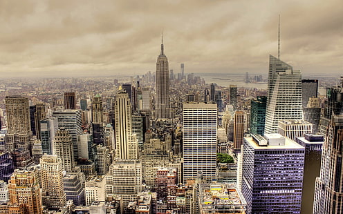 ニューヨークタイムスクエア、都市景観、ニューヨーク市、アメリカ、エンパイアステートビルディング、 HDデスクトップの壁紙 HD wallpaper