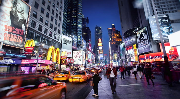 City, New York Times Square, City, Night, nightlife, HD wallpaper