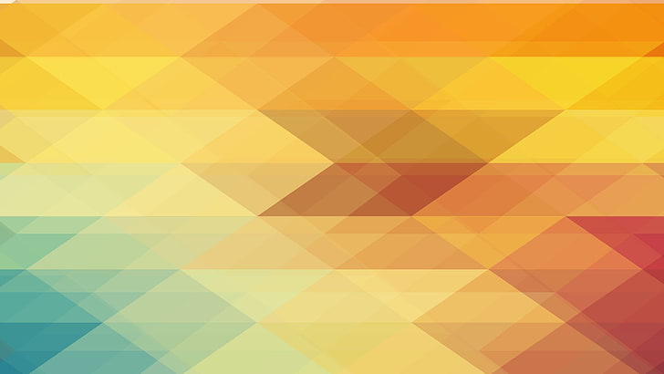 wallpaper oranye, kuning, merah, dan biru, abstrak, geometri, warna-warni, seni digital, karya seni, Wallpaper HD