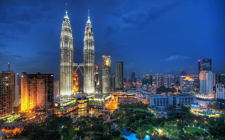 Malasia Kuala Lumpur Torres Petronas, Fondo de pantalla HD