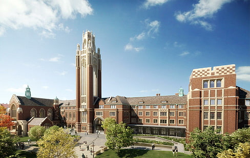 Чикагский университет, Чикаго, Иллинойс, коричневое бетонное здание, Чикагский университет, Чикаго, Иллинойс, HD обои HD wallpaper