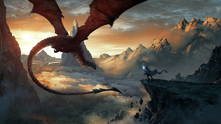 red dragon illustration, fantasy art, dragon, HD wallpaper