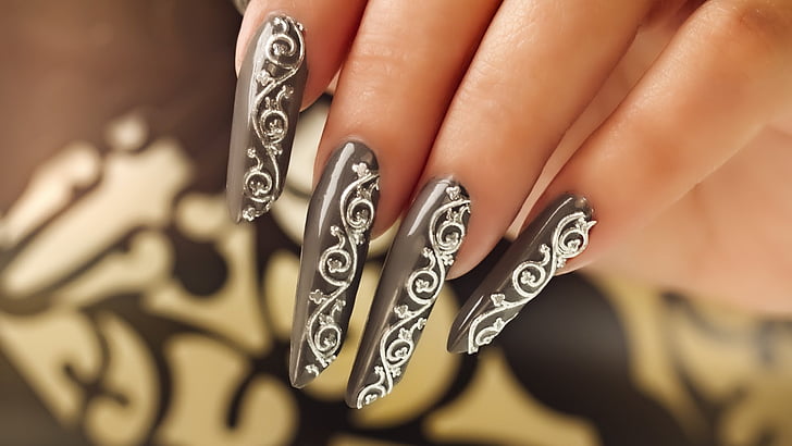 hands-nails-finger-manicure-long-black, HD wallpaper
