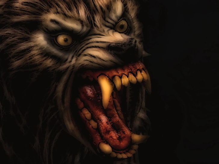 brown wolf illustration, an american werewolf in london, joe belcher, david naughton, HD wallpaper