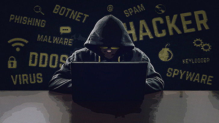 черный ноутбук, взлом, хакеры, компьютер, аноним, HD обои