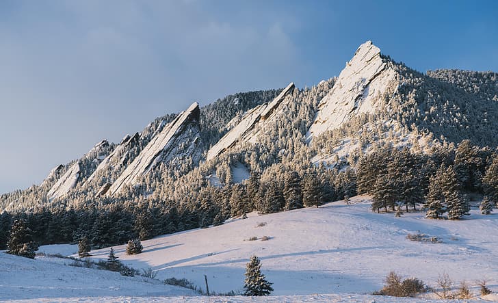 Winter, Natur, Landschaft, Schnee, Wald, USA, Flatirons, HD-Hintergrundbild