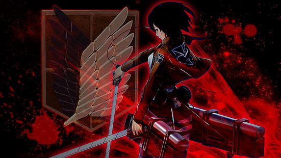 Angriff der Titanen digitale Tapete, Anime, Angriff auf Titan, Mikasa Ackerman, Scouting Legion, HD-Hintergrundbild HD wallpaper