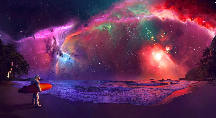 Andromeda Galaxy Astronaut Art, Space, HD wallpaper