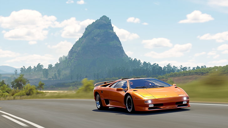 2K, car, Forza horizon 3, Lamborghini Diablo Sv, HD wallpaper
