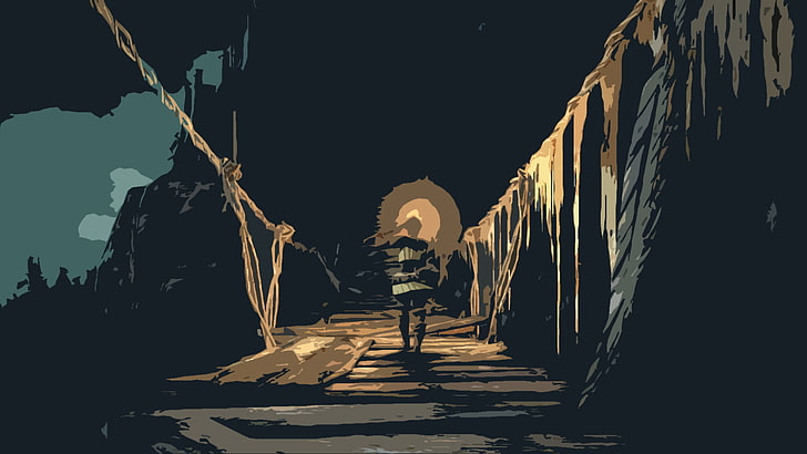 person walking on foot bridge painting, edited photo of man, Dark Souls, Dark Souls II, artwork, vector, beige, HD wallpaper