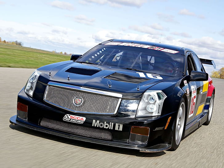 Cadillac CTS-V Race Car, black scca sport car, Cadillac, Race, Car, HD wallpaper