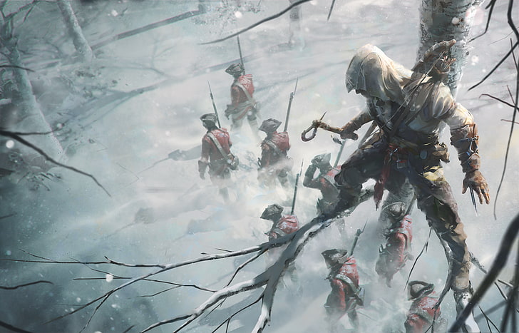 soldados, Ubisoft, Assassin's Creed III, Connor, Assassin’s Creed 3, Fondo de pantalla HD