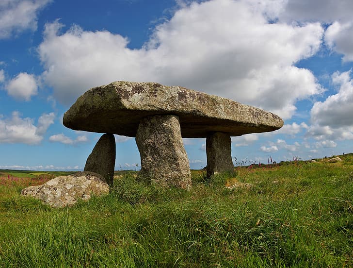 Lanyon Quoit, dolmen, prasejarah, Cornwall, Inggris, Wallpaper HD