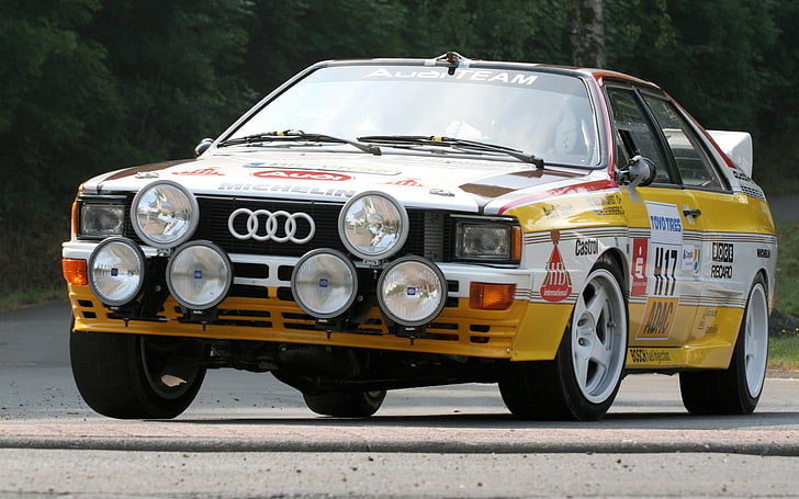 Yellow And White Audi Coupe Background Audi The Front Quattro Group B Hd Wallpaper Wallpaperbetter