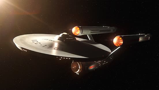 Star Trek, космически кораб, превозно средство, научна фантастика, CGI, визуализация, цифрово изкуство, USS Enterprise NCC-1701, HD тапет HD wallpaper