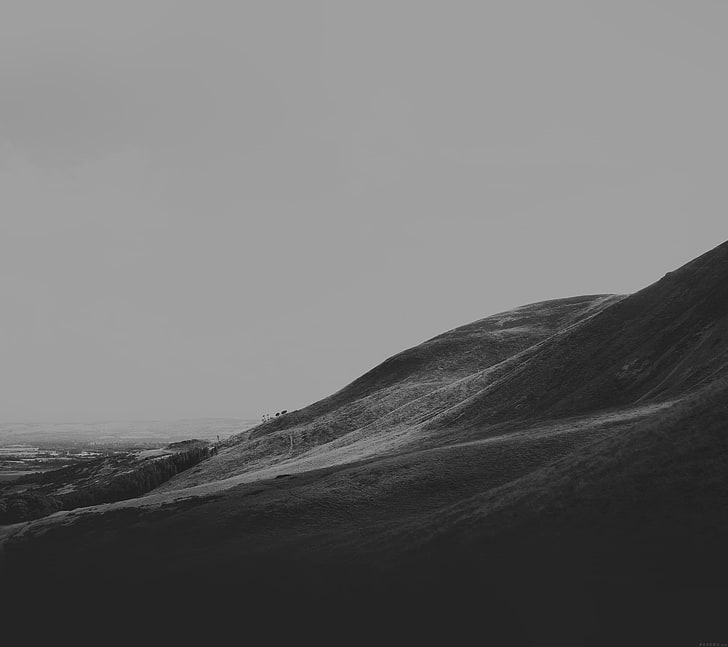 colina marrón, monocromo, paisaje, Fondo de pantalla HD