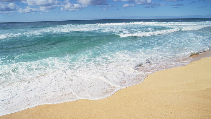 Hawaii Beach Shores, плаж, природа, бряг, вода, плаж, пясък, океан, дневна светлина, облаци, природа и пейзажи, HD тапет
