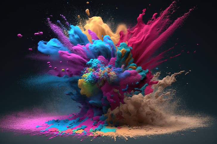 Farbe, abstrakt, Festival, hell, Pulver, heilig, die Explosion, Farbe, Spritzer, Farben, bunt, Regenbogen, Explosion, HD-Hintergrundbild