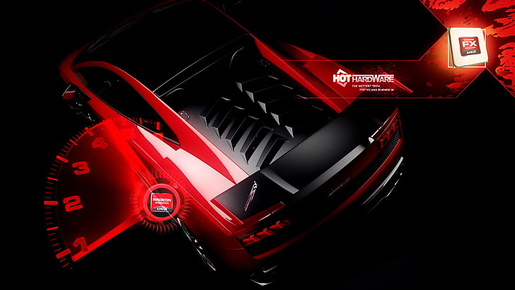 schwarze und rote Fahrzeug Tapete, Lamborghini, Amd, Radeon, HD-Hintergrundbild