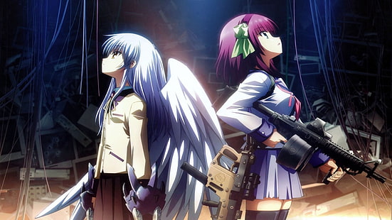 Angel Beats!, anime, Tachibana Kanade, Nakamura Yuri, anime girls, angel, HD wallpaper HD wallpaper