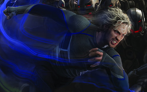 Marvel character wallpaper, fiction, figure, art, comic, Aaron Taylor-Johnson, Quicksilver, Pietro Maximoff, Avengers: Age of Ultron, The Avengers: Age Of Ultron, HD wallpaper HD wallpaper