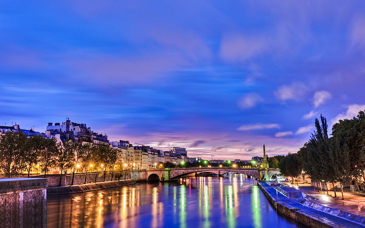 bangunan beton berwarna coklat dan putih, kota, lanskap kota, jembatan, Paris, Prancis, Wallpaper HD