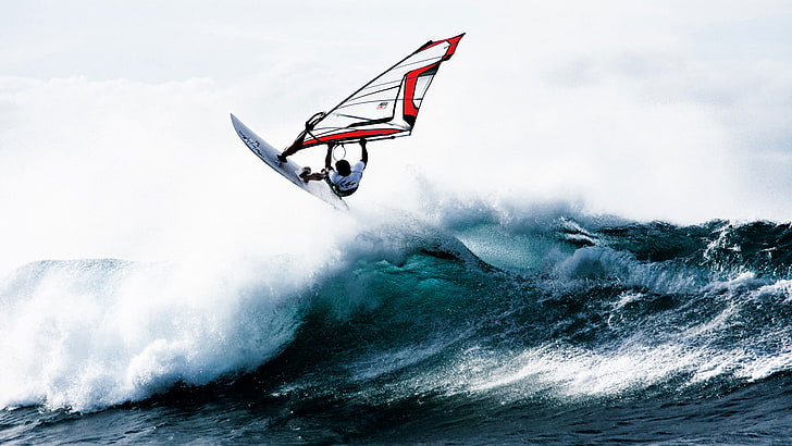 deporte, mar, olas, windsurf, HD papel de parede