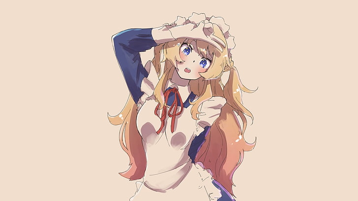 Anime, Manga, Anime Girls, einfacher Hintergrund, Blondine, Dienstmädchen, HD-Hintergrundbild