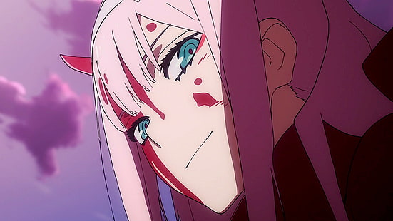 Anime, Darling in the FranXX, Green Eyes, Horn, Pink Hair, Smile, Zero Two (Darling in the FranXX), HD tapet HD wallpaper