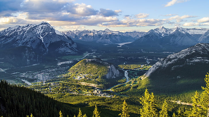 karla kaplı dağ, manzara, doğa, Banff, Banff Ulusal Parkı, Kanada, dağlar, HD masaüstü duvar kağıdı
